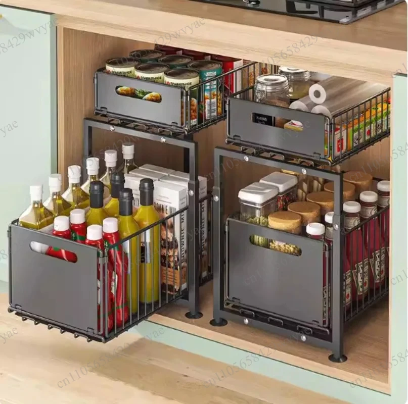 

Adjustable Height Kitchen Countertop Storage Rack for Organizing Kitchen Utensils, Spices, and Refrigerators