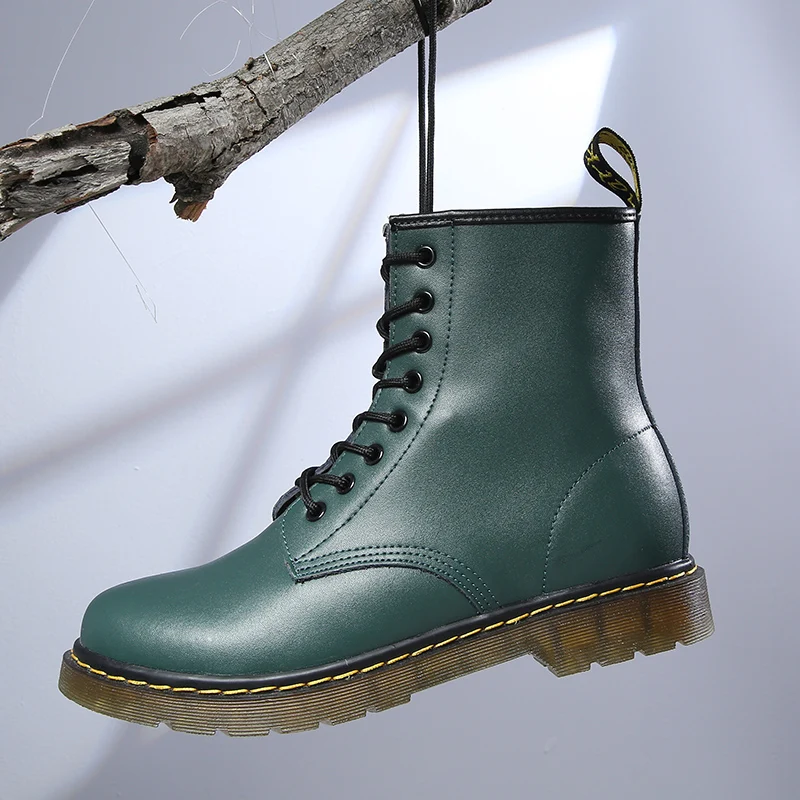 Botas clásicas de seis agujeros de cuero genuino para hombre de talla grande, botines cortos de montar de estilo británico a la moda, botas para exteriores, botas para mujer