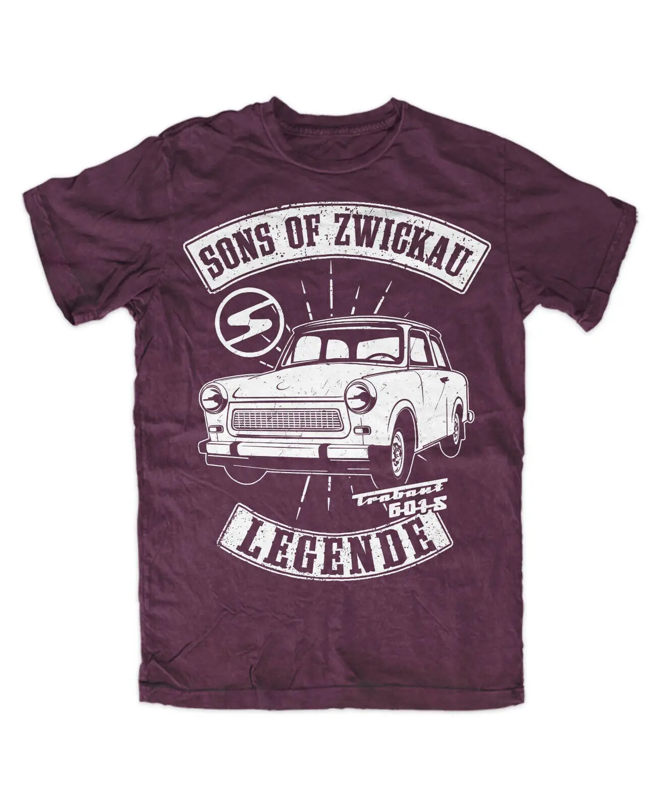 Sons of Zwickau T Shirt Burgundy GDR Trabant EASTERN CULT World Heritage P50 601