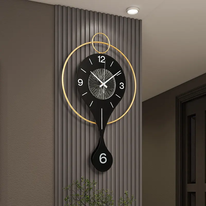 Luxury Circular swinging wall clock Creativity Living Room Digital Clock Restaurant Mute Watch Bedroom Quartz Clock Home Decor