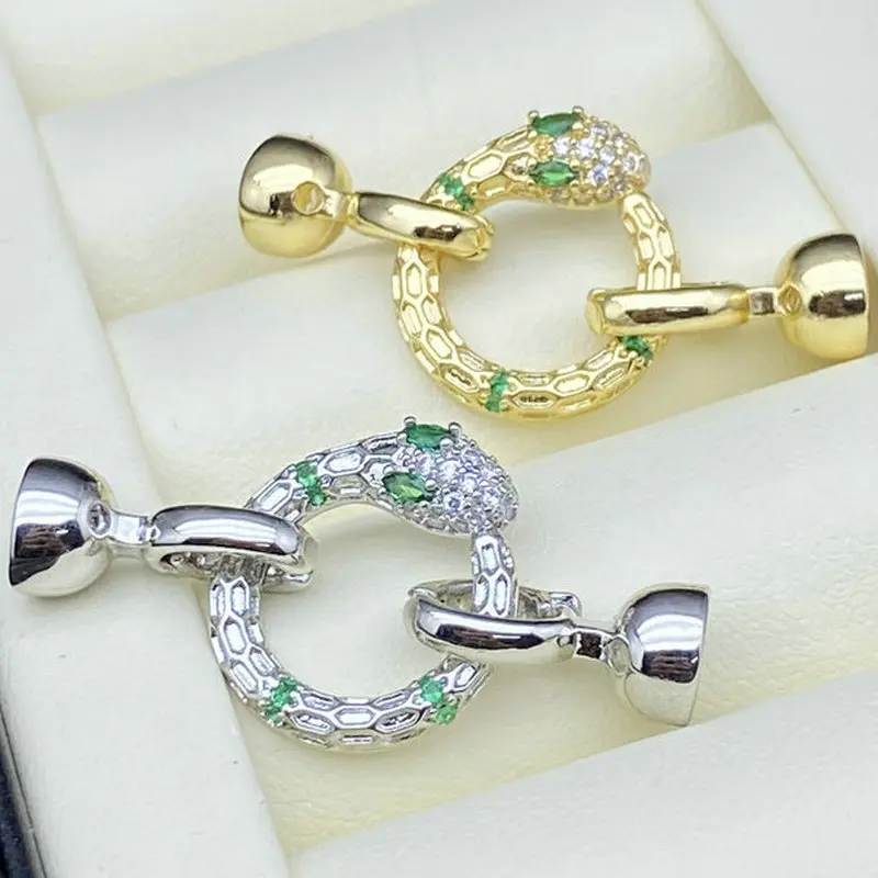 

1 Piece Zirconium Pearl Necklace Buckle Snake Head Ring Hand-finished Connection Buckle Diy Jewelry Making Accessories Material