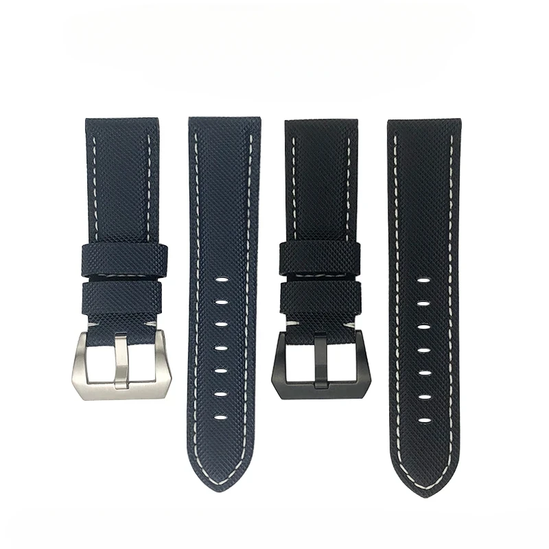 Pasek do zegarka z włókna węglowego ze skóry cielęcej 24 mm pasuje do podwodnego podwodnego pam01119 01663 świecący nylonowy pasek do zegarka