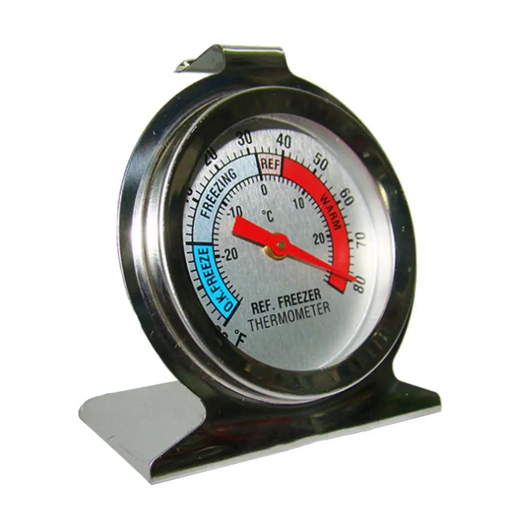 Durable Stainless Steel Refrigerator Thermometer Easy to Hang Fridge Freezer Temperature Gauge for Kitchen Application