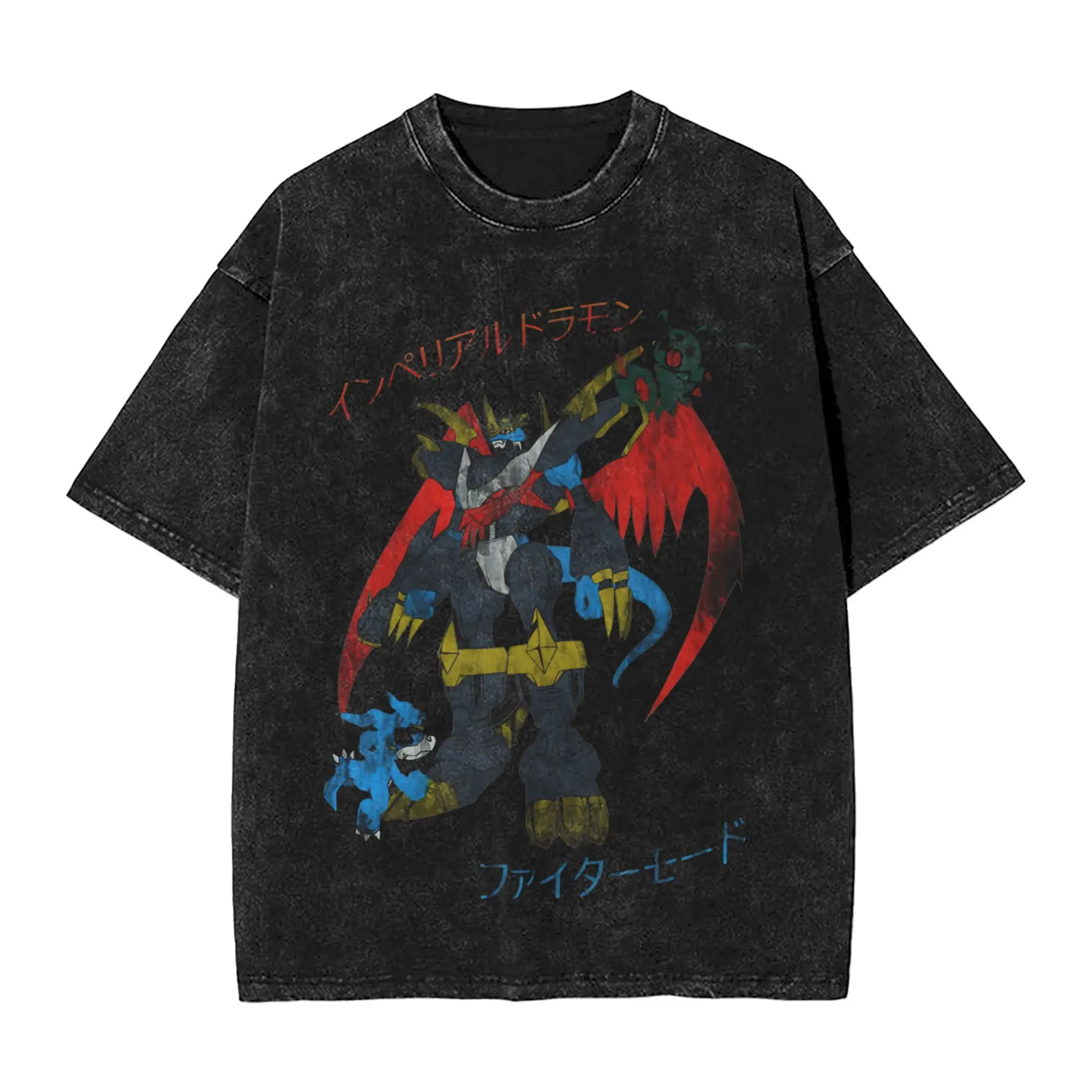 Camiseta Imperial Dragon in Fighter Digital Monster Digimon, camiseta Harajuku de manga corta lavada de Hip Hop, ropa de calle para hombres y mujeres