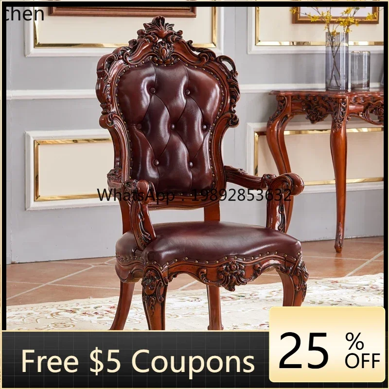 

ABB American retro rubber wood sedentary comfortable chair solid wood leather high back negotiation chair armrest chair