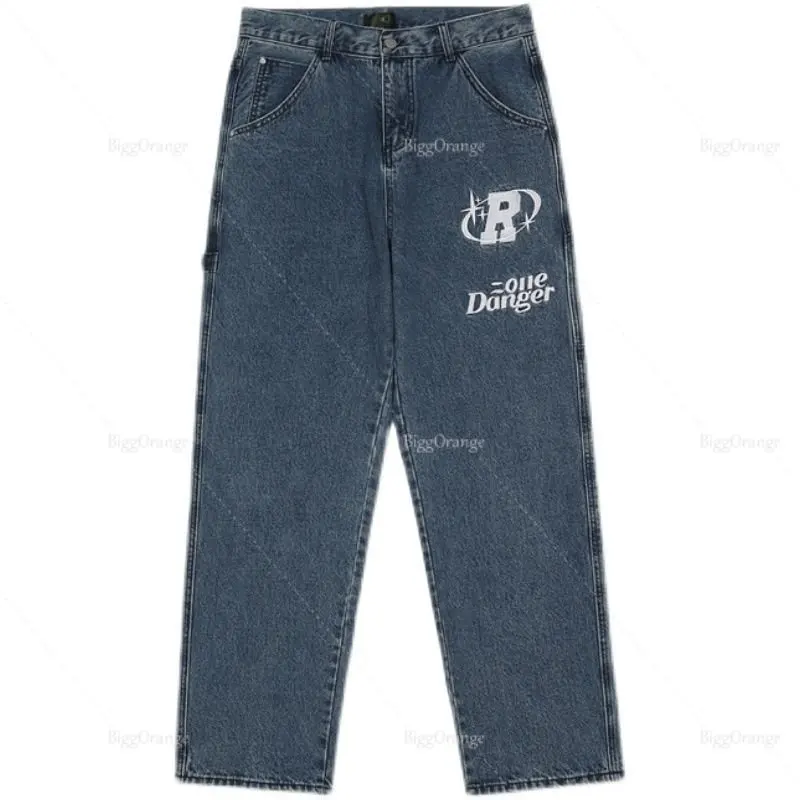 Nieuwe Amerikaanse Retro Borduurwerk Jeans Streetwear Baggy Slouchy Jeans Kleding Mannen Y2k Hoge Kwaliteit Losse Rechte Wijde Pijpen Broek