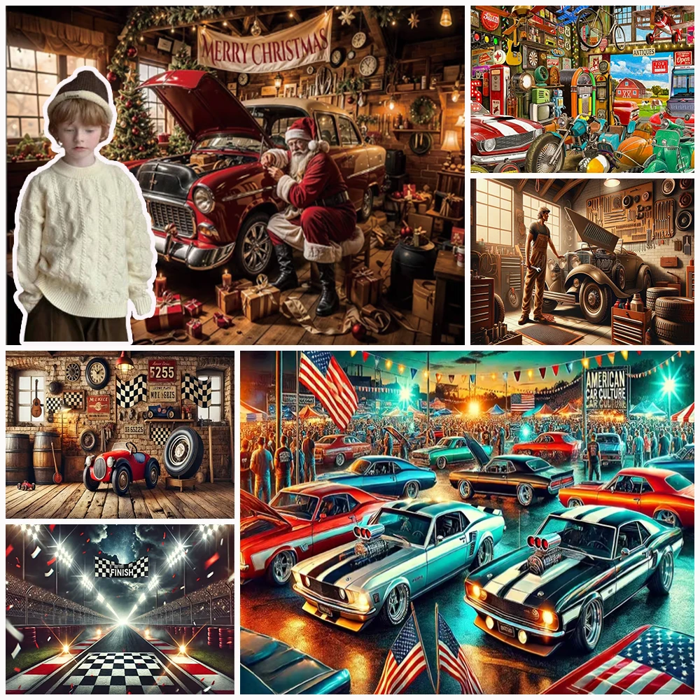 

Retro Passion Garage Speed Car Background Birthday Party Decoration ‌Photography Backdrop Supplies Outdoor Celebration Kid Gift