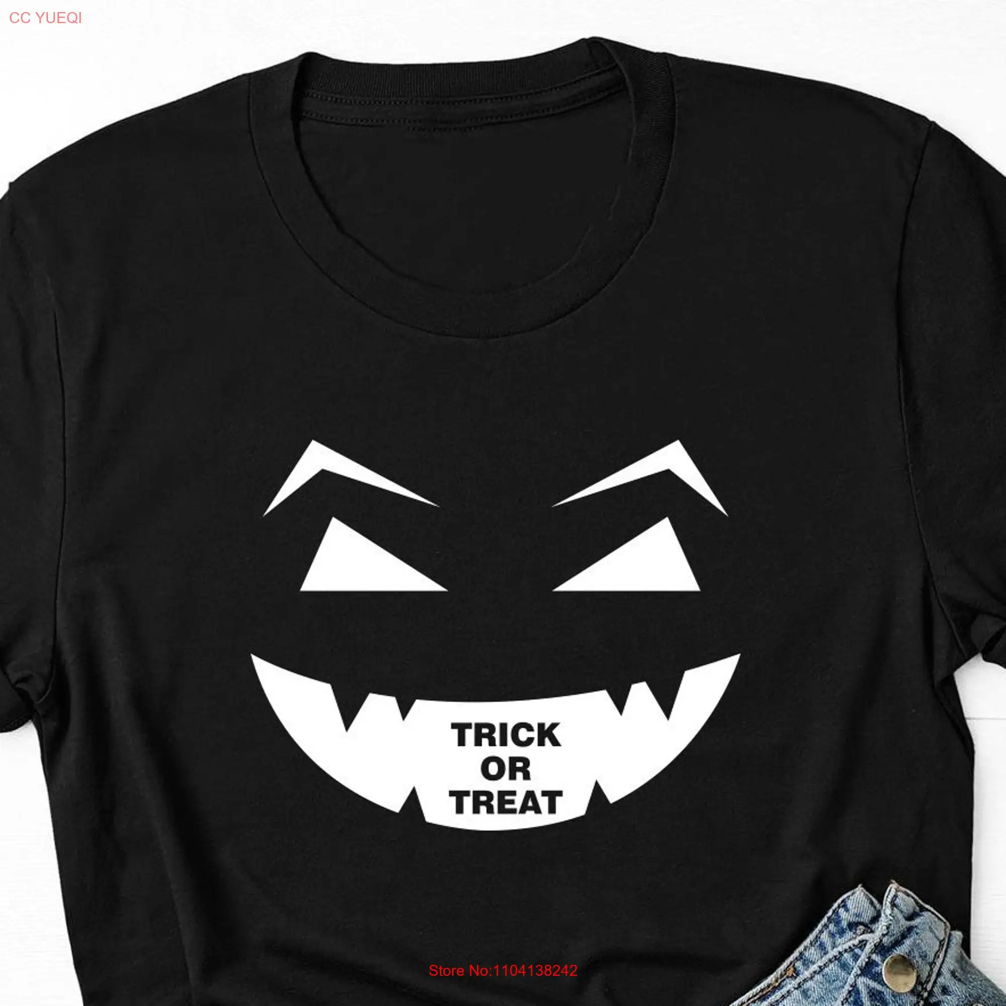 Trick Or Treat Scary Face Pumpkin Halloween Party Costume T shirt Funny long or short sleeves