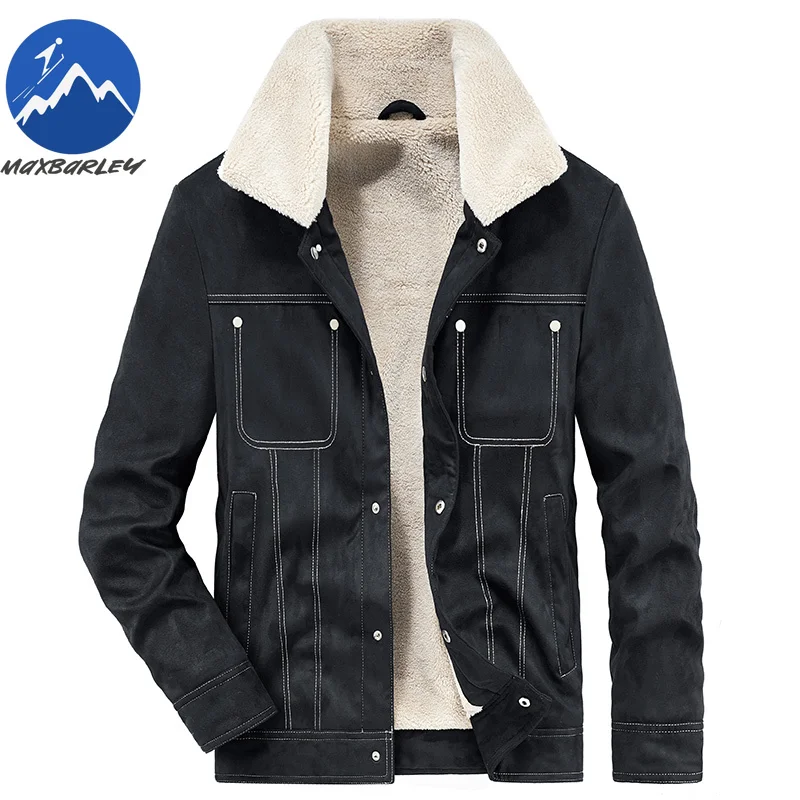 

New Fashion Suede Jackets Man Fur Integrated Fleece Leather Jackets Quality Male Thicker Warm Winter Leather Coats Size 4XL