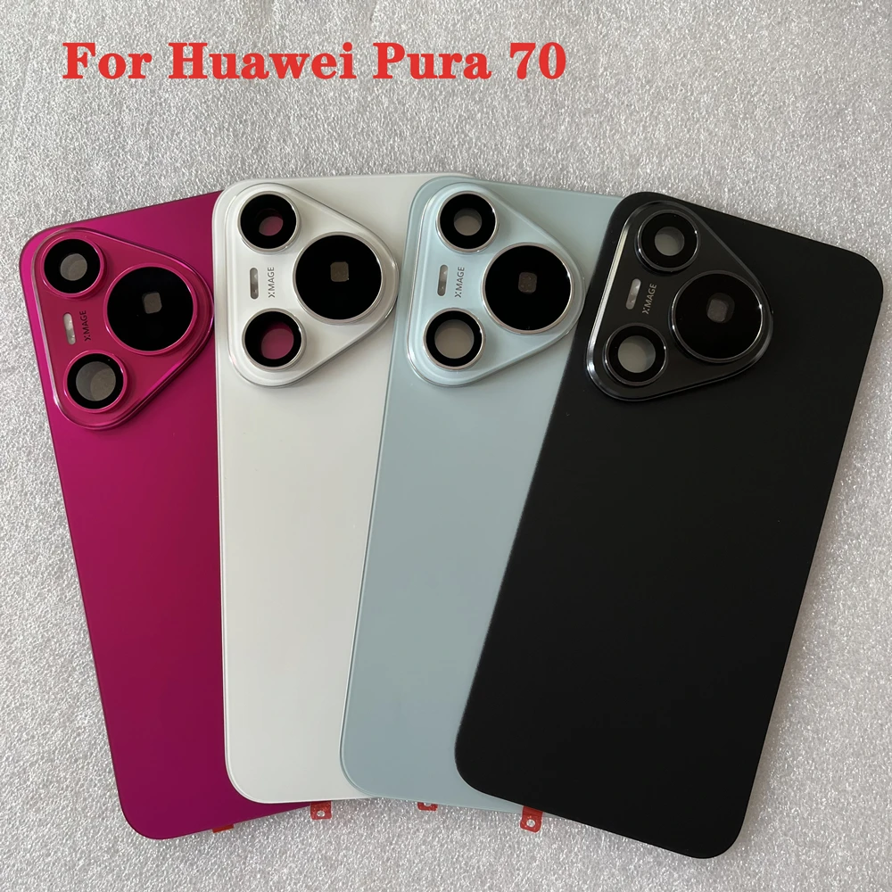 

Для Huawei Pura 70 задняя крышка из закаленного стекла, запасные части для Pura 70, задняя крышка батарейного отсека, дверной корпус + рамка камеры
