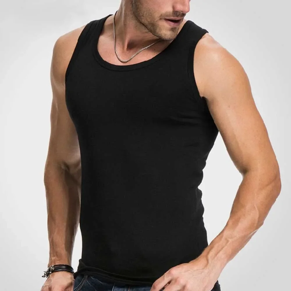 Men's Muscle Sleeveless Shirt Sport Tank Tops Undershirt Gym Workout Vest Stringer Fitness T-Shirt Beater Fitness Undershirt