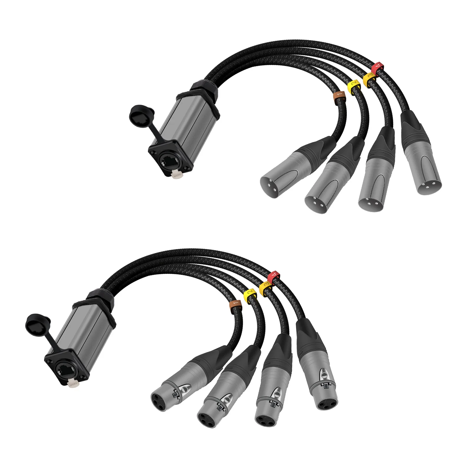 STP RJ45 CAT5/6 zu Audio 4-Kanal 3-Pin XLR Stecker/Buchse Multi-Netzwerk-Breakout-Extender für Live-Bühnen-Sound, Beleuchtung und Aufnahme – Detail 10