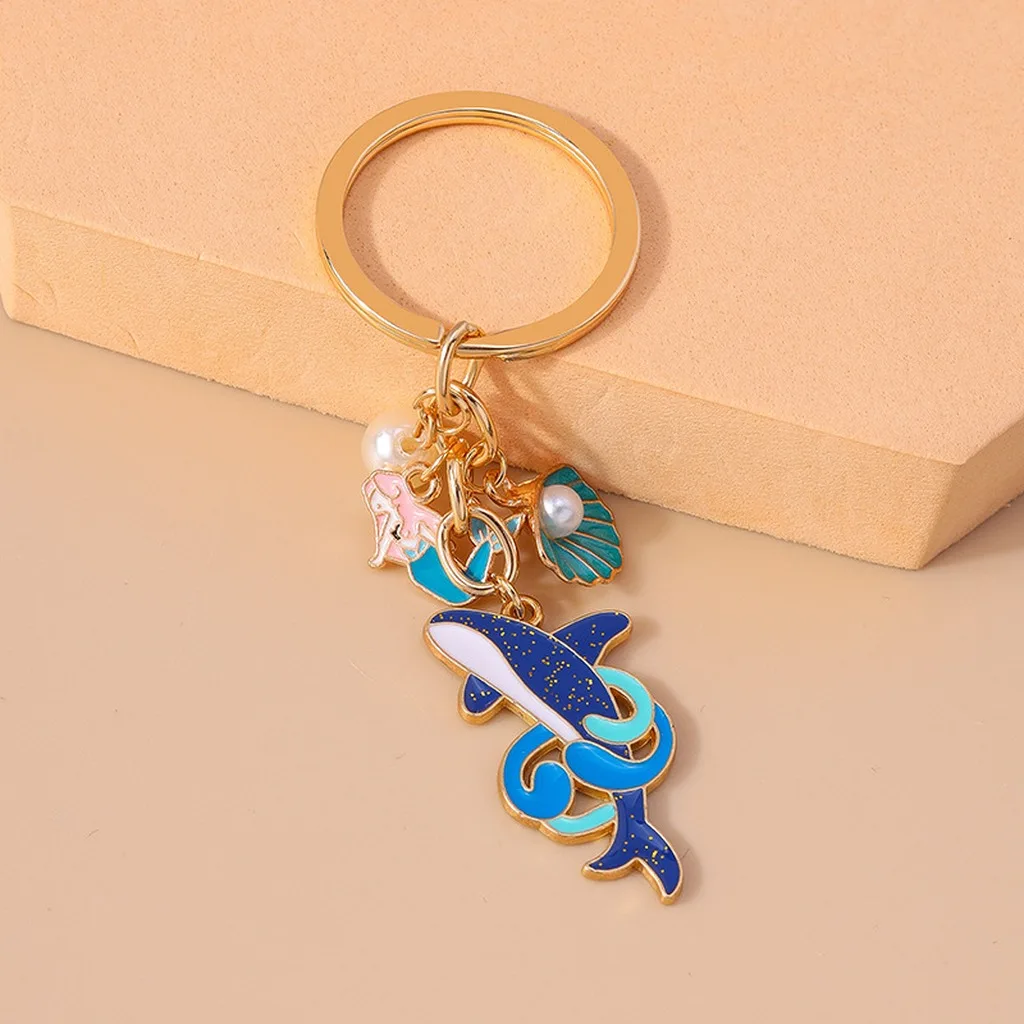 Marine Animal Keychain Lightweight Cartoon Metal Keychain Ocean Theme Charm Cute Cute Metal Keychain For Valentine'S Day Bag