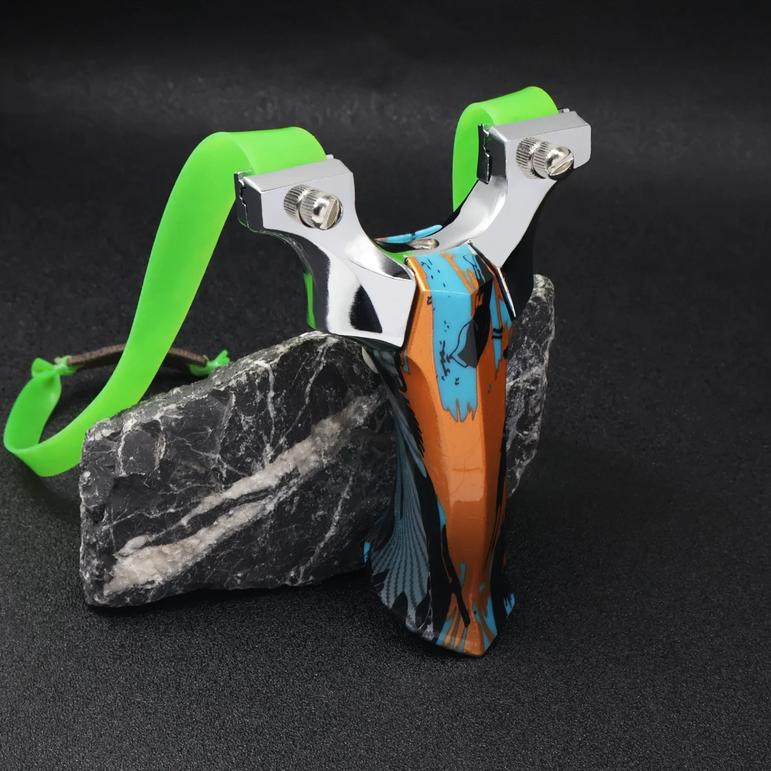 Aluminum Alloy Slingshot Wood Grain & Iridescent Handle High Precision Outdoor Shooting Catapult 2 Colors Available