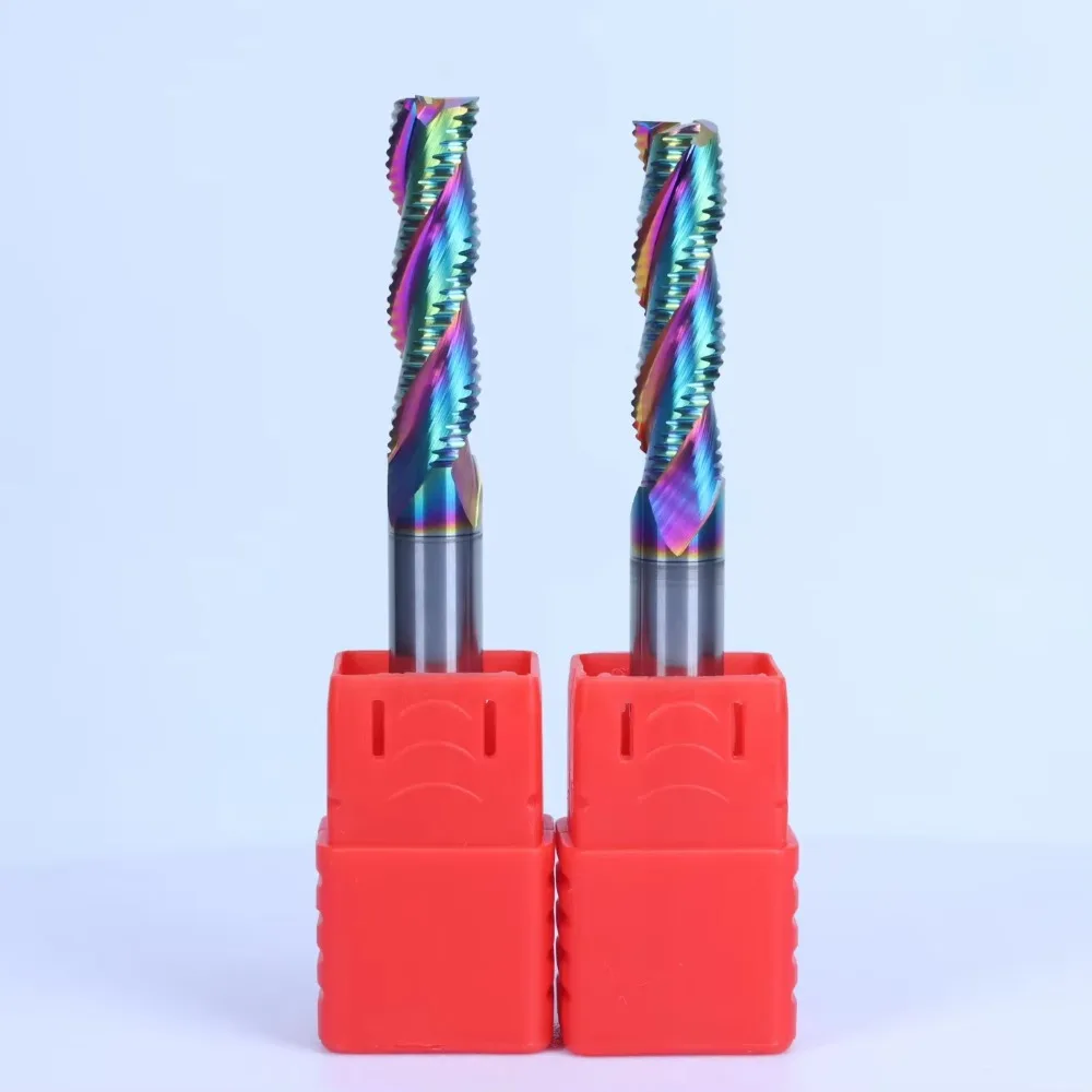 Factory Direct Solid Carbide Roughing End Mill Cutter - Coarse Milling Cutter with Color Coating (Pack of 5)