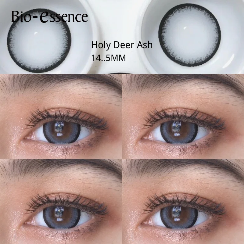 Bio-essence 1Pair Color Contact Lenses Yearly Natural Brown Lenses with Degree Lenses Beauty Fashion Lenses Beautiful Pupil