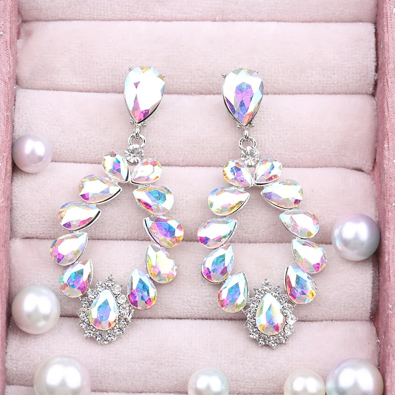 Stylish, simple and diverse, versatile zinc alloy stud earrings, bridal water drop earrings, AliExpress hot-selling earrings.