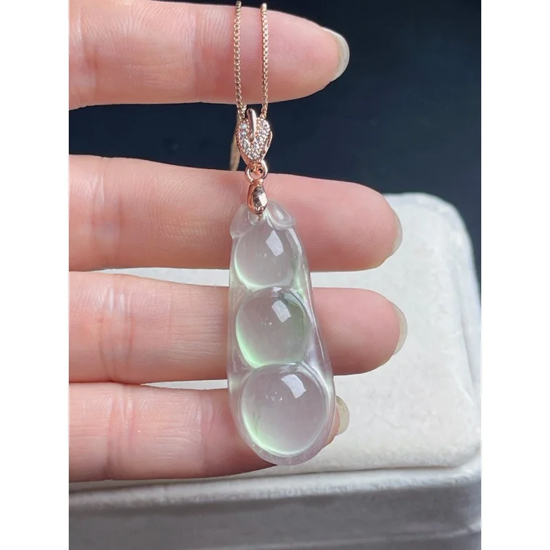 New Product Recommendation Ice-like Jade Bean Pendant Female Necklace Jade