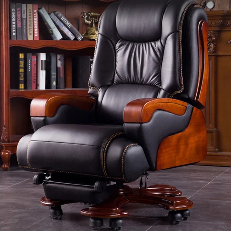 Massage Luxury Office Chair Ergonomic Neck Support Office Conference Chair Leather Revolve  Office Furniture