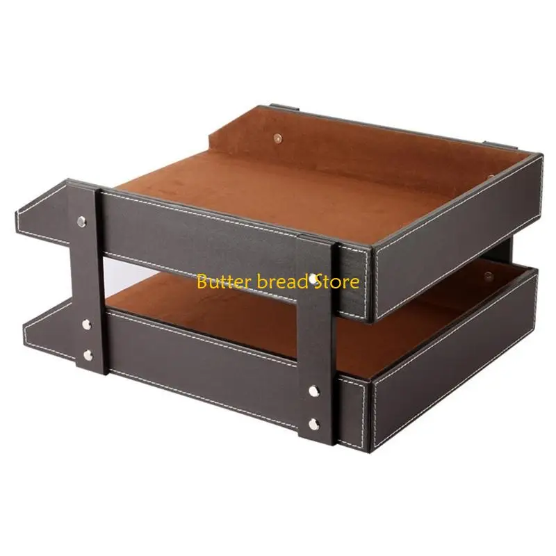 W89C Document File plateau Double couches bureau PU en en papier support support