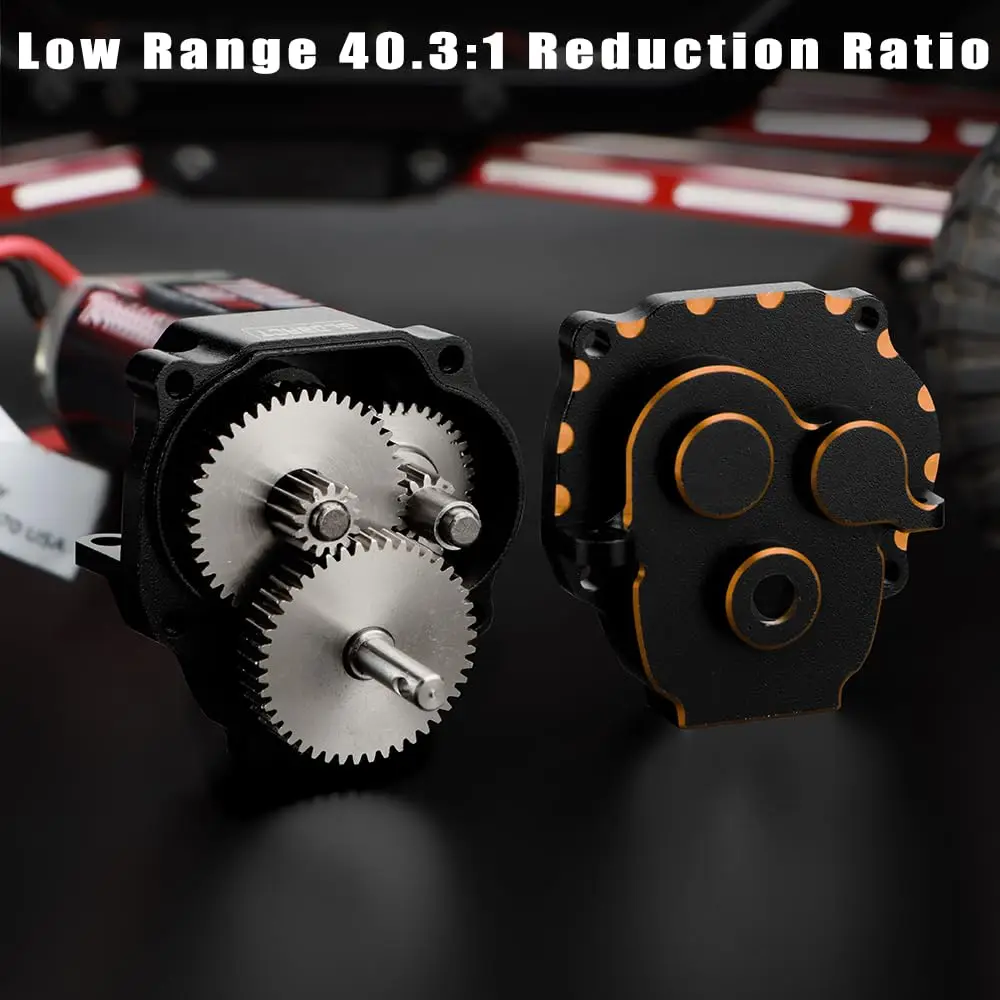 GLOBACT Aluminum Transmission Gearbox Stainless Steel Gear Set Low Range 40.3:1 Reduction Ratio for 1/18 TRX4M Upgrades Parts