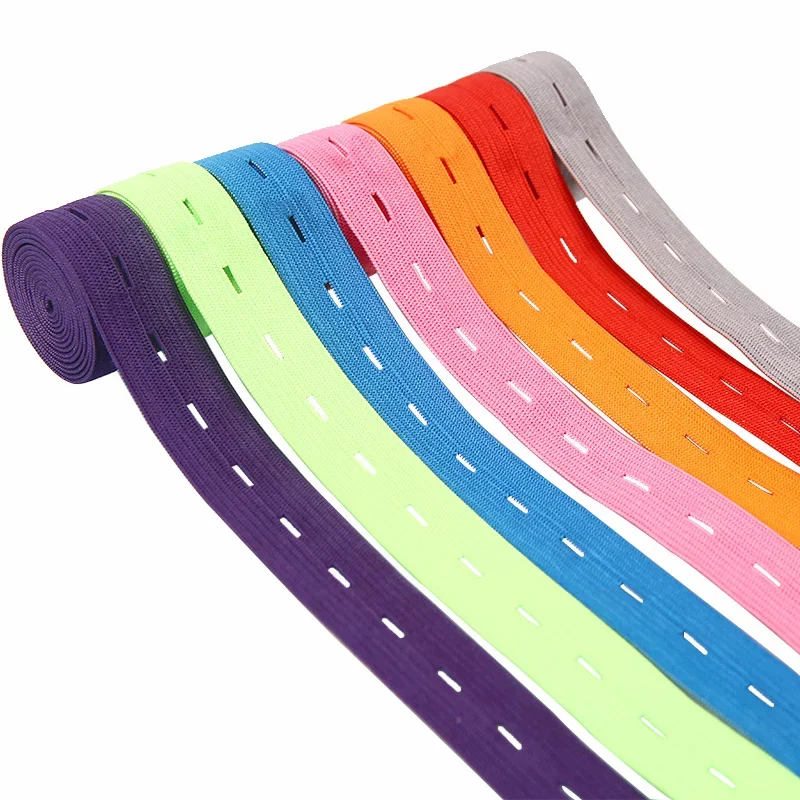 2cm Holes Elastic Band Colorful Adjustable Flat Elastic Band with Button for Baby Diaper Pregnant Garment Sewing Accessories 1M