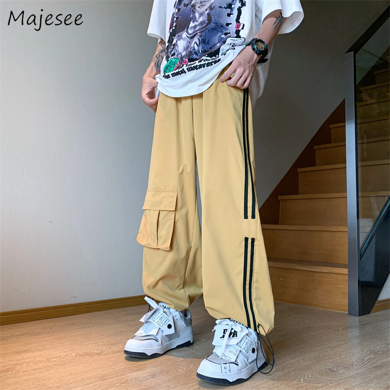 

Tactical Pants Men Trousers Baggy Side Stripe Cargo American Streetwear Fashion Handsome Hip Hop Pantalones Jogger Minimalist