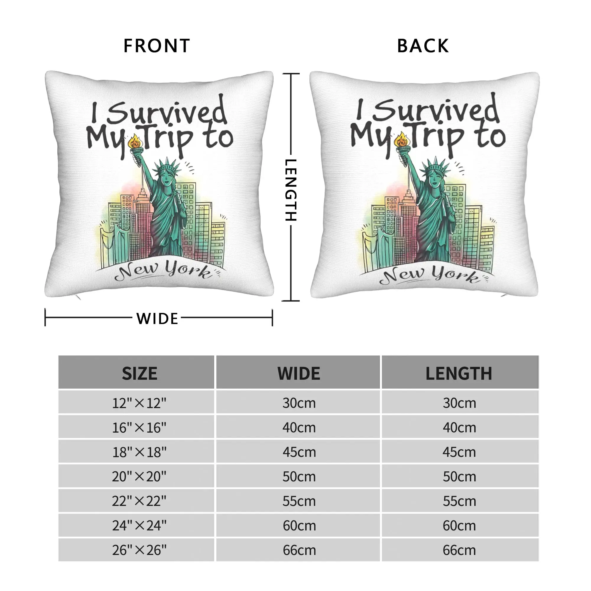 I Survived My Trip To NYC   Pillowcase Polyester Cushion Cover Decor Travel  Throw Pillow Case Cover Home Square 45*45cm