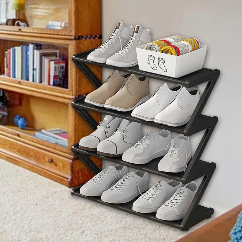 Shoe Shelf Multi Tier Z Shaped Rack Multifunctional Household Dormitory Sneaker Shelf Multi Tier Assembled Z Shaped Shoe Rack