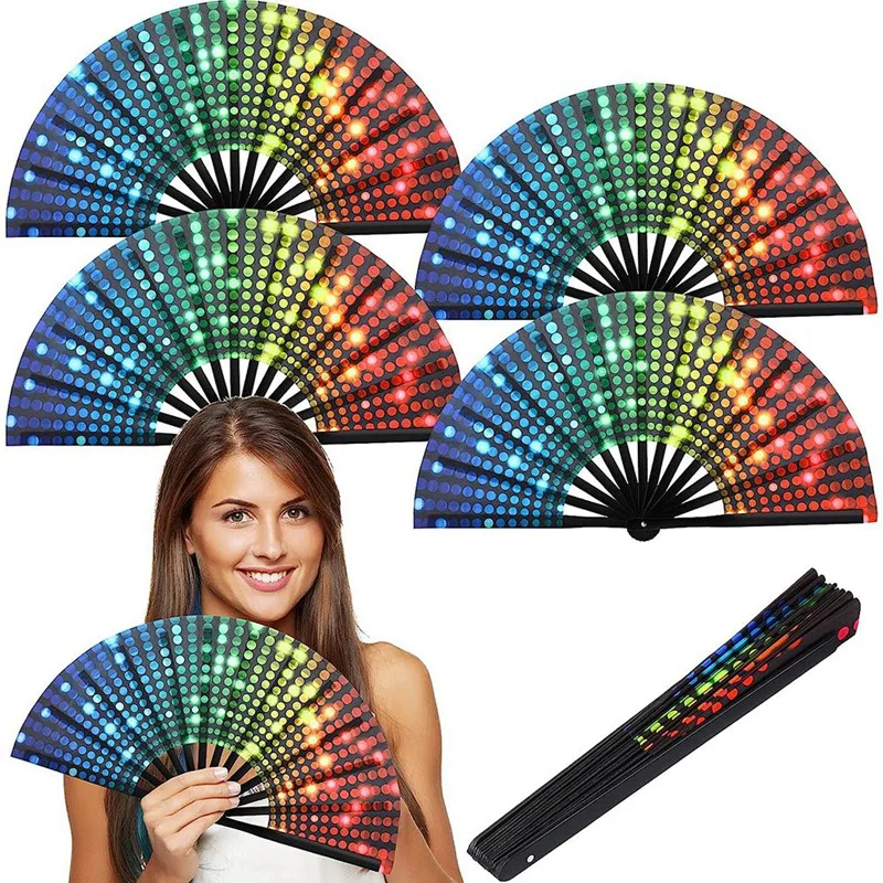 4 Pcs Rainbow Sequins Pride Handheld Fan Folding Hand Fan For Adults Drag Queen Festival Fan Chinese