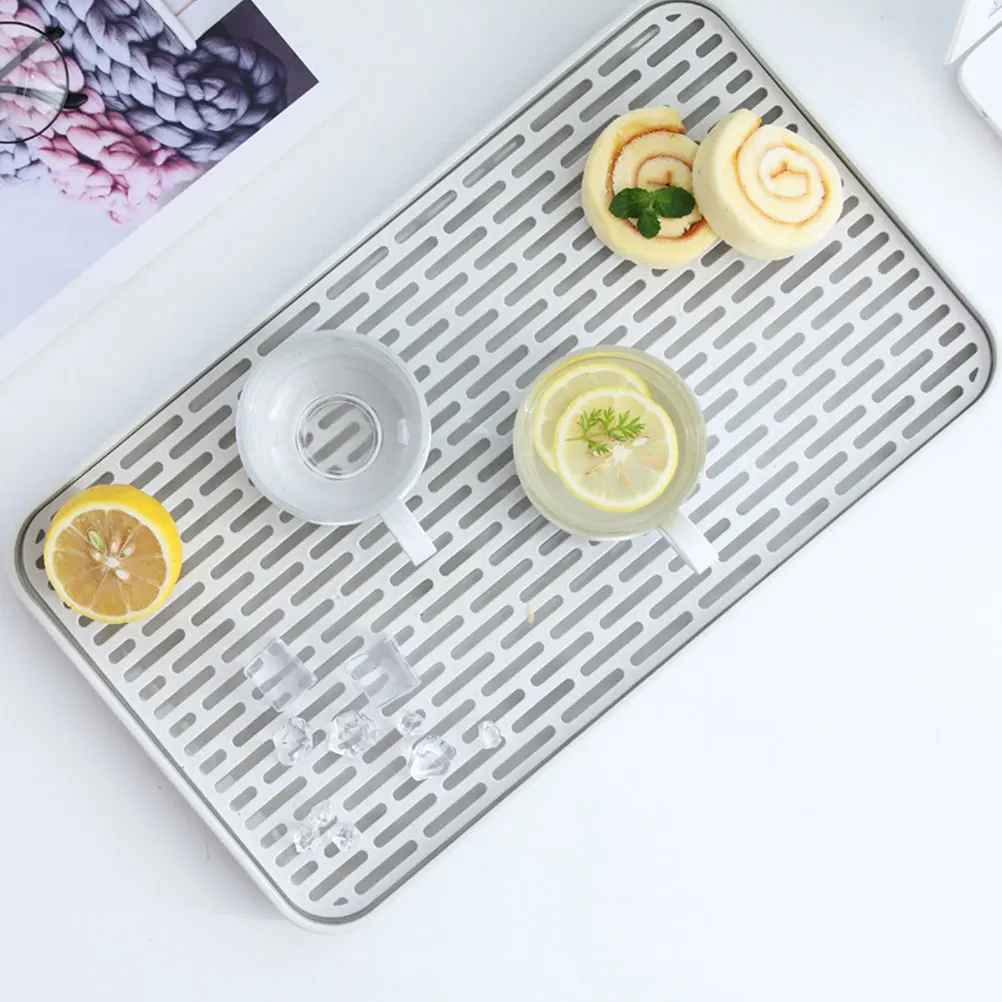 

1Pcs Double Layer Drain Tray Large PP Plastic Kitchen Cup Tea Storage Tray Household Draining Rack Fast Water Drying Mat