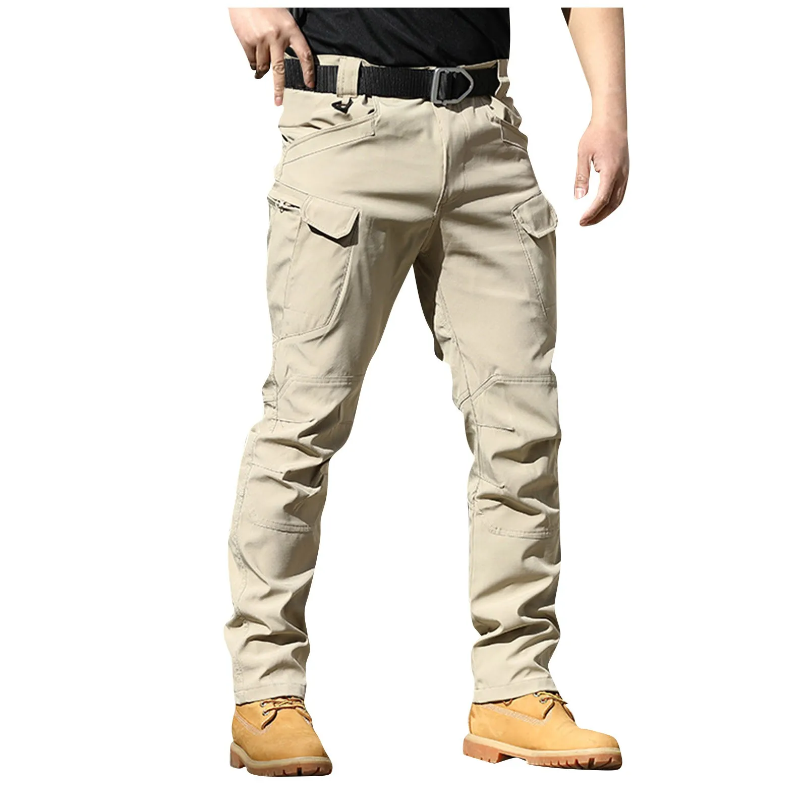 Man's Solid Color And Military Fan Safari Style Fashionable And Casual Multi-pockets Pants Versatile Skinny Long Pencil Trousers