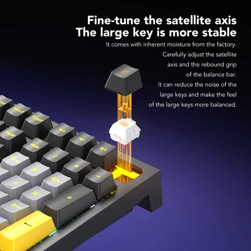 Imagen 2 del producto Teclado mecánico para juegos con cable de 108 teclas con retroiluminación RGB |   Chip de juego |   Baja latencia |   Anti-Ghosting |   para jugadores de PC Win/Mac