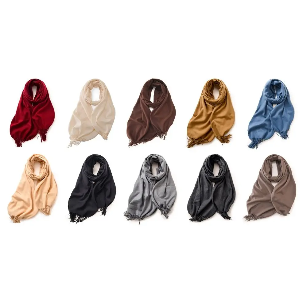 

Шарфы, хиджаб, однотонный кашемировый шарф, утепленный длинный шарф на шею, шарф для девушек