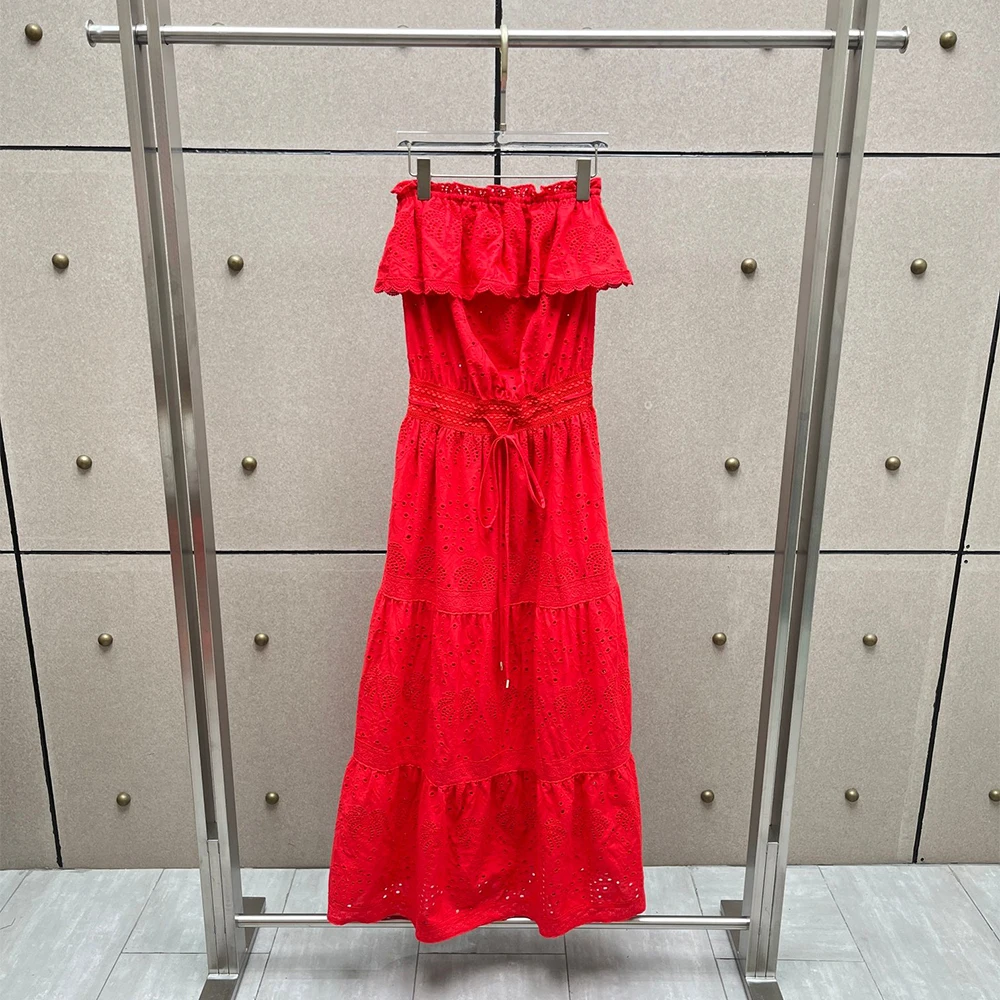 Embroidery H&M - Vestido Largo Maxi de Algodón 100%