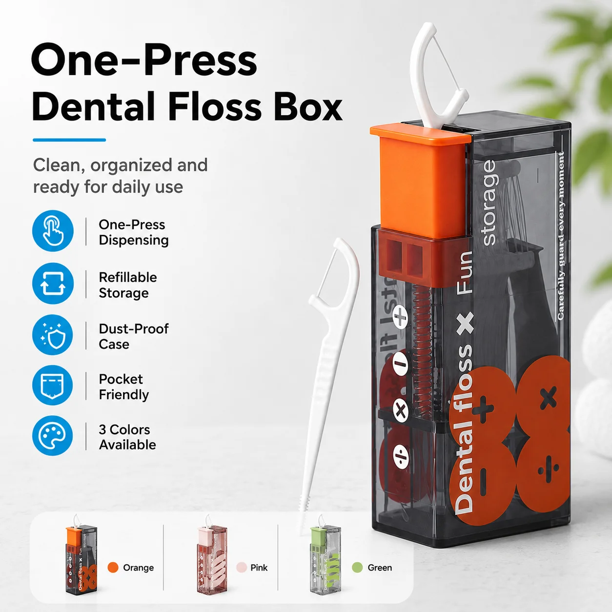 1PC Portable Dental Floss Case Travel Floss Holder Box Hygienic Tooth Floss Storage Dispenser For Home Office Outdoor Oral Care