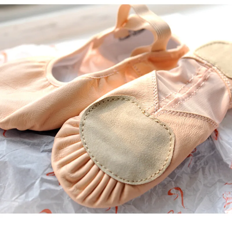 Brand New Genuine Pig Leather Ballet Dance Professional Soft Girls Women Split Straight Breathable Sole Dancing Shoes