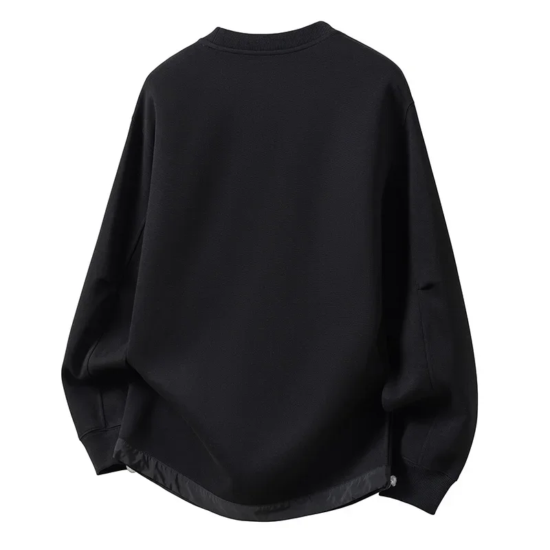 2025 New Fashion Men's Casual Trendy Spliced Loose O-neck Long Sleeve Pullover Sweatshirts Male Simple Basic Clothes Undershirt