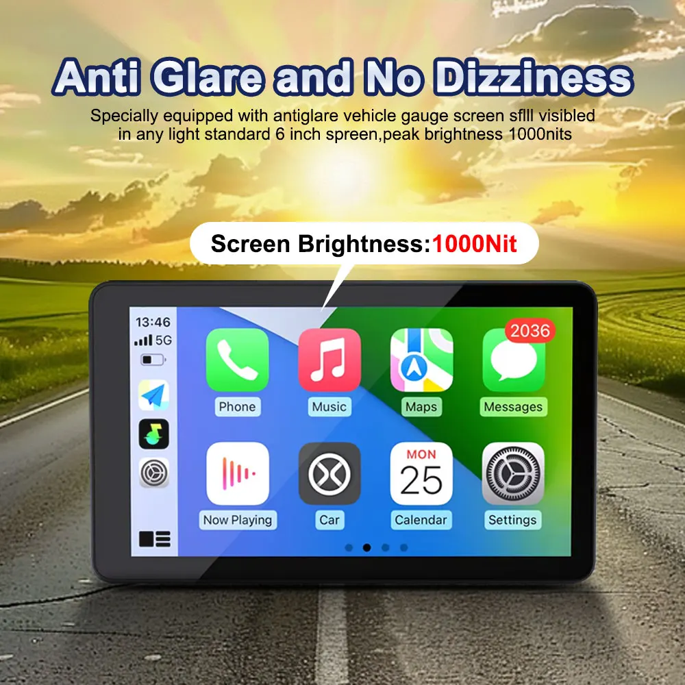 6 بوصة IPS شاشة موتو GPS الملاحة عرض Carplay محول لسيارات bmw دراجة نارية S1000xr R1200gs F900r Gs1200 #4