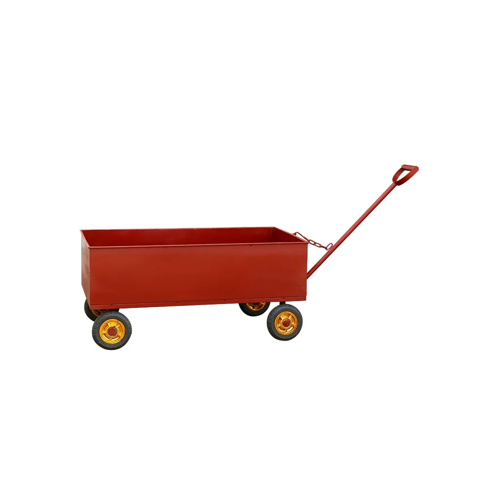 Float mobile flower garden cart small trailer with wheels for storage metal gardening.