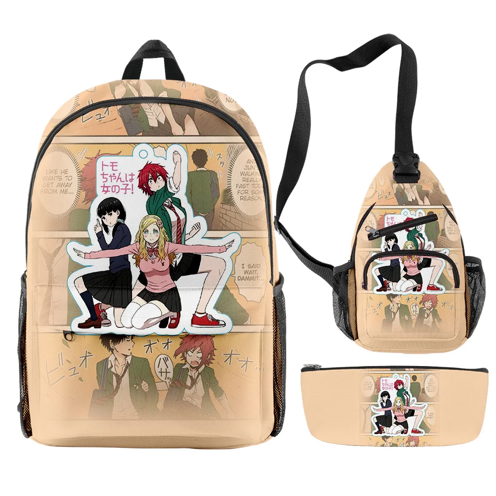 Tomo-chan-mochila de Anime para niña, conjunto de 3 piezas con cremallera, bolso de viaje Unisex, Bolsa Escolar de Manga para estudiantes, 2023