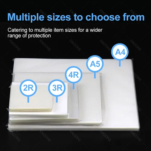 Imagen 2 del producto 100 Uds 5 tamaños 80mic bolsas de laminación transparentes, 3/5/6/pulgadas A5 A4 bolsillos laminadores térmicos para laminador en caliente carta/foto/Menu