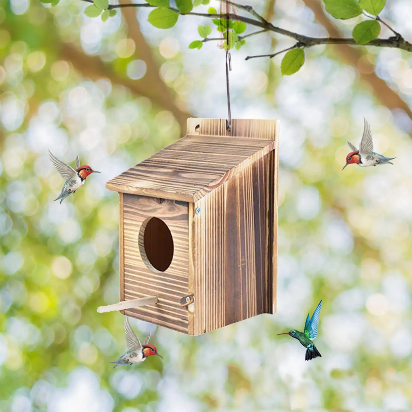 Wooden Wild Bird Nest Box Bird House for Small Birds Sparrows Blue Tit Great