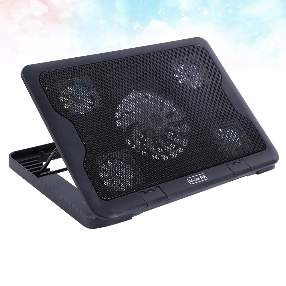 USB 노트북 냉각 팬 초슬림 조용한 조절 가능한 스탠드 LED 조명 듀얼 USB 허브 열 방지 미끄럼 방지 쿨러 베이스
