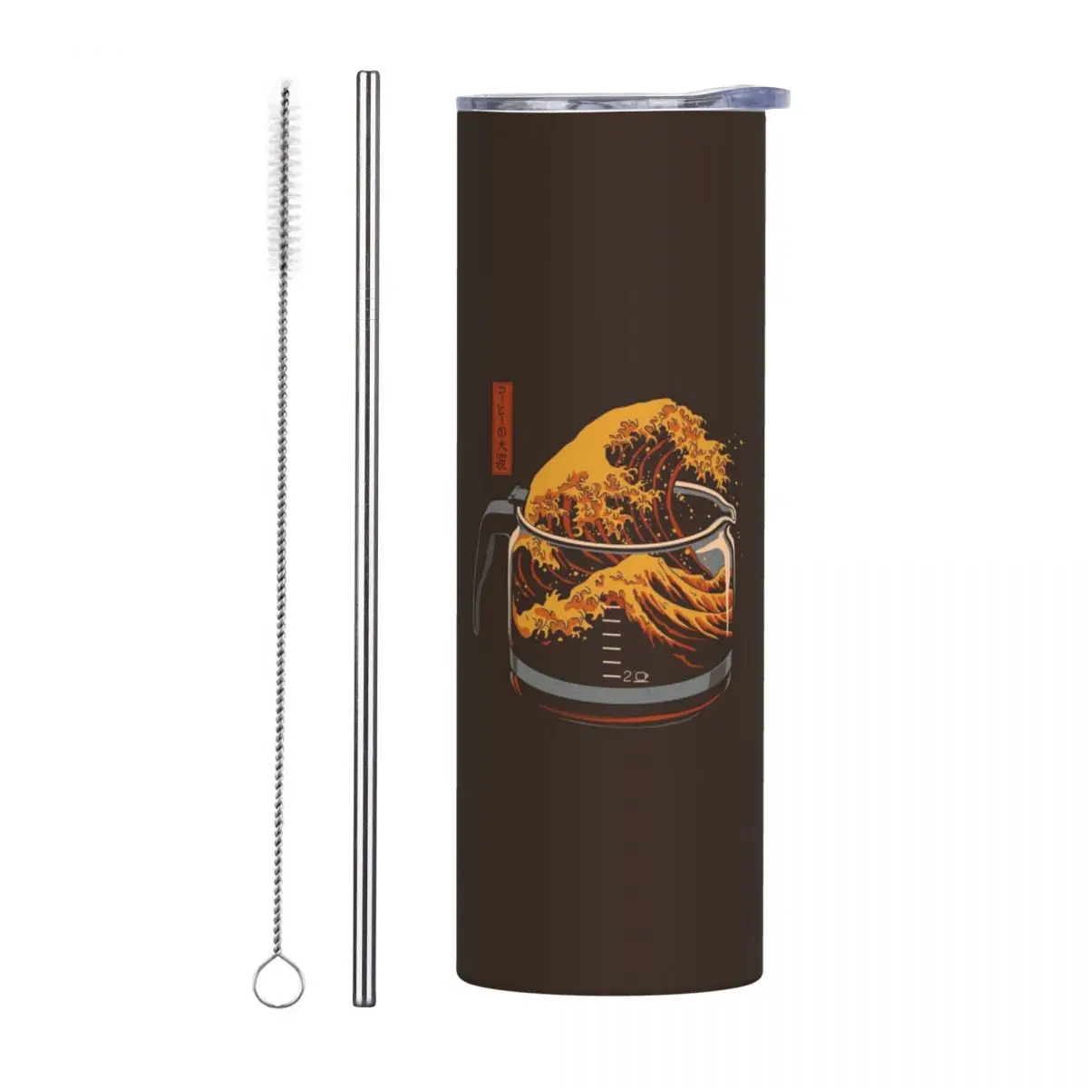 The Great Wave Stainless Steel Tumbler Vacuum Insulated Mugs Thermal Cold Cup Straws With Lid 20oz