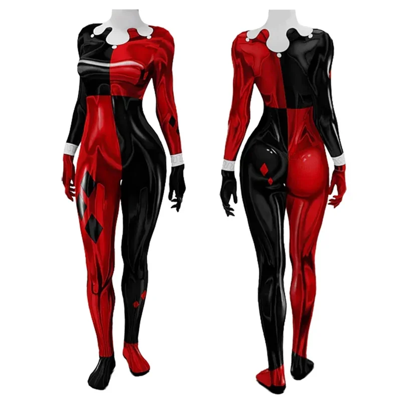 

Suicide Harley Cosplay Squad Girls Quinn Costume Superhero Woman Bodysuit 3D Printed Spandex Zentai Outfit Halloween Costume$0$i