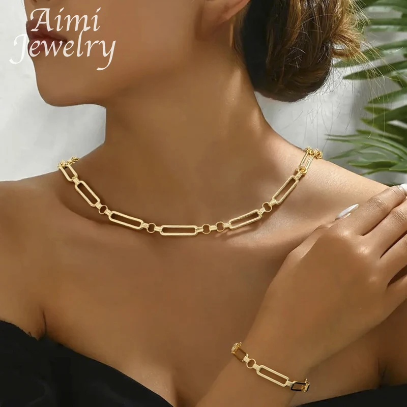 Classic Rope Chain Luxury Dubai Jewelry Set for Women Necklace Bracelet Fashion Engagement Jewellery for Party Wedding Gifts