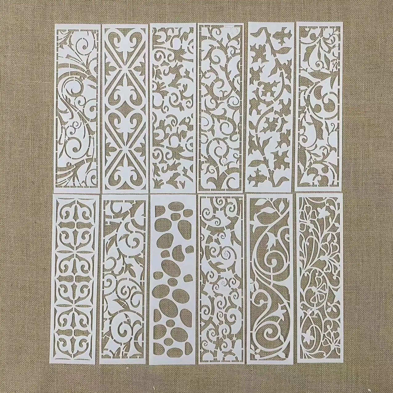 

12Pcs/Set 28cm Floral Strip Pattern DIY Layering Stencils Painting Scrapbook Coloring Embossing Album Decorative Template