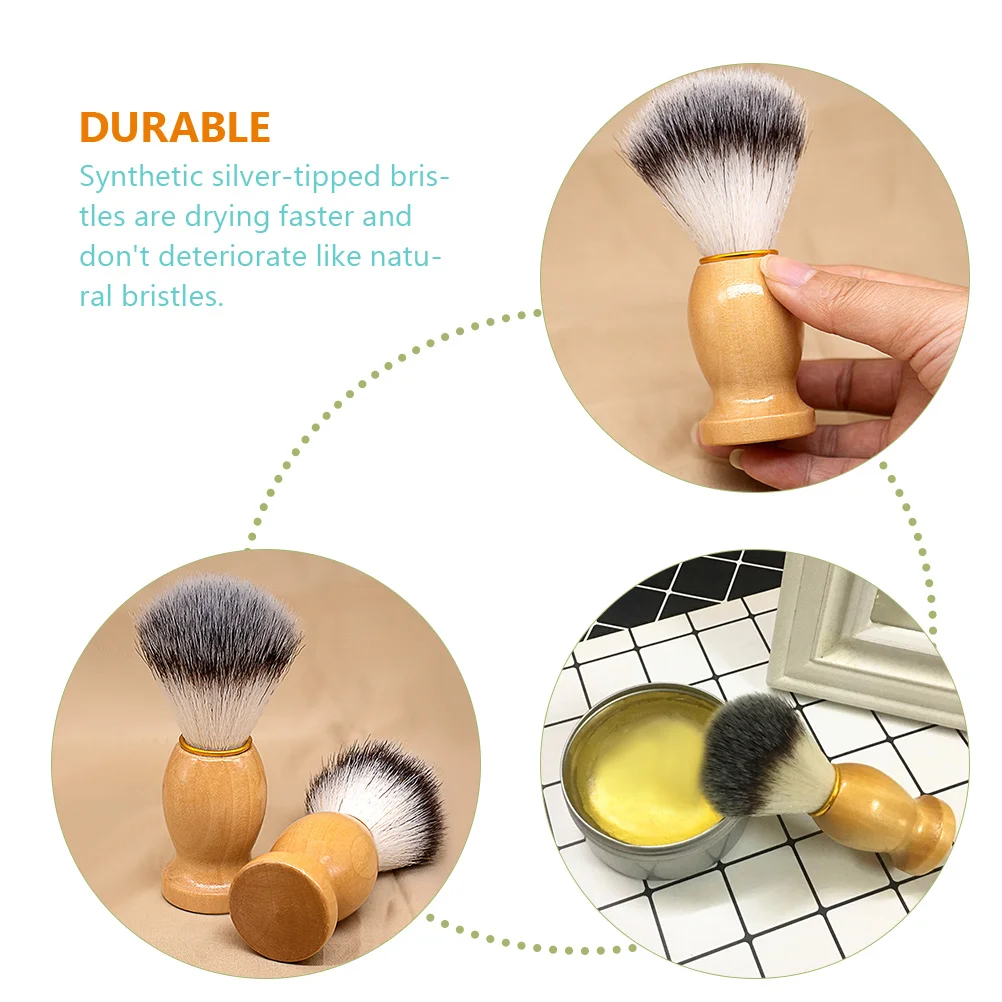 2 Pcs Barber Supplies Shaving Brush Man Travel Shaver Shavers for Men and Bowl 1030X310X310CM Nylon Wool Wood Accessory