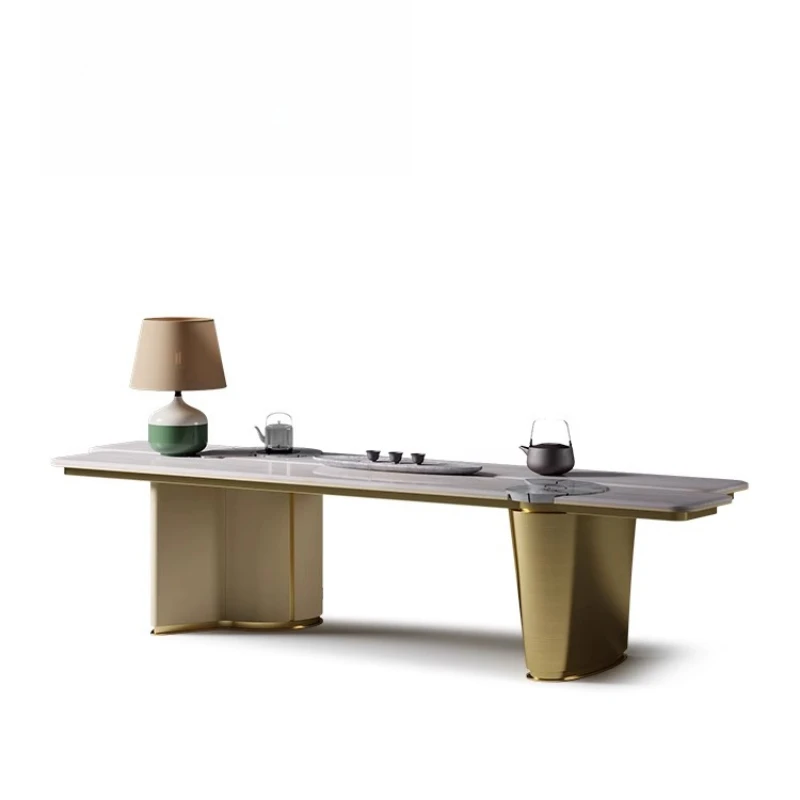 Tea table luxury villa tea room Italian light luxury high-end office natural marble tea table
